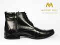 Elegantní kožené boty pro muže na zimu 85-4b-černé