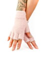 Pletené bezprstové rukavice v růžové barvě