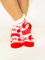 Úžasné dívčí teplé ponožky Sobík červeno-bílé