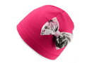 Dívčí čepice s mašličkou v růžové barvě
