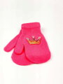 Pletené rukavice s KORUNKOU v růžové barvě