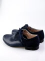 Chlapecké dětské společenské kožené boty 99 A modré nubuk vzor