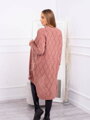 Dlouhý pletený svetr kardigan staro-růžový 2020-4