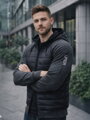 Pánská přechodná bunda v tmavě šedé barvě