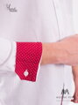 Luxusní pánská bílá košile s červenou vnitřní manžetou SLIM FIT STŘIH VS-PK-1711