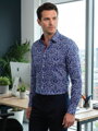 Pánská košile 24-021 se zajímavým modrým vzorem