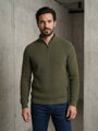 Pánský stylový khaki svetr se zipem