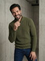 Pánský stylový khaki svetr se zipem