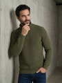 Pánský stylový khaki svetr se zipem