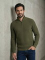 Pánský stylový khaki svetr se zipem