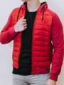 Pánská přechodná bunda na zip v červené barvě s kapucí