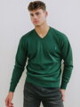 Elegantní pánský svetr s V výstřihem zelený