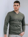 Męski sweter N14 oliwkowy