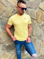 Pánské tričko krátký rukáv s ozdobnou kapsou žluté