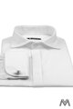 Klasická bílá matná košile s krytým zapínáním ve střihu SLIM FIT VS-PK-1715