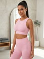 Dámska vrúbkovaná športová podprsenka baby pink