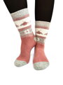 Dámské vlněné ANGORA ponožky růžovo-šedé včelky