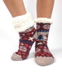 Dámské vánoční ponožky sobík+stromeček bordó