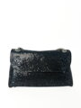 Černá stylová crossbody třpytivá kabelka 
