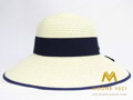 Dámský klobouk bílý s modrou mašlí