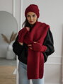 Pletený set čepice+ šála+ rukavice KPL21-21 burgundy