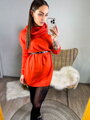 Dámské oranžové rolákové šaty s dlouhým rukávem 