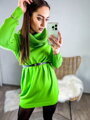 Pohodlné dámské hráškově zelené šaty 