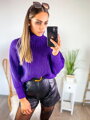 Dámský fialový svetr do pasu