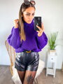 Dámský fialový svetr do pasu