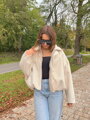 Dámská oversize béžová crop-top bunda