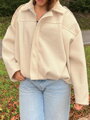 Dámská oversize béžová crop-top bunda