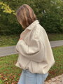 Dámská oversize béžová crop-top bunda