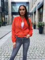 Semišová prošívaná bomber bunda v oranžové barvě