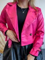 Dámská croptop koženková bunda růžová 