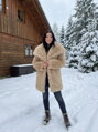 Dámský béžový dlouhý zimní kožich H1