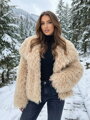 Dámský béžový kožich z mongolské ovce M1