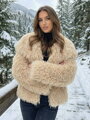 Dámský béžový kožich z mongolské ovce M1