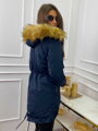 Dámská zimní bunda s kožešinou 04-2 tmavě-modrá
