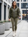 Trendy dámská bunda v khaki barvě 