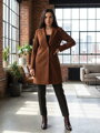 Dámský stylový kabát na knoflíky čokoládový