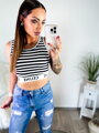 Dámský croptop CELINE černé pásky 