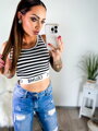 Dámský croptop CELINE černé pásky 
