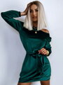 Velurové šaty s dlouhým rukávem FLV621 green 