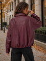 Dámská přechodná koženková bunda burgundy