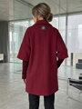 Dámský přechodný burgundy kabát s pleteným rukávem