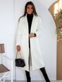 Elegantní bílý dámský prodloužený kabát 