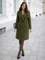 Olivový dámský kabát v stylovém střihu 