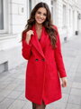 Moderní dámský kabát v zářivé červené barvě