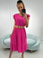 Nádherné letní dámské KS šaty s volánky 5997 PINK 