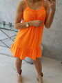 Dámské šaty na ramínka v neonově-oranžové barvě 9080